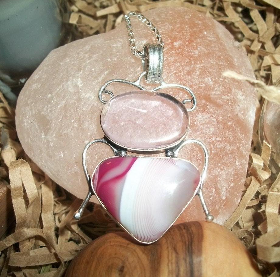 RARE Brilliant Beautiful Female Were-Unicorn – Quartz and Banded Agate Pendant or Direct Bind