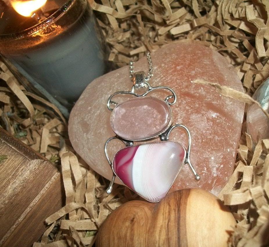 RARE Brilliant Beautiful Female Were-Unicorn – Quartz and Banded Agate Pendant or Direct Bind