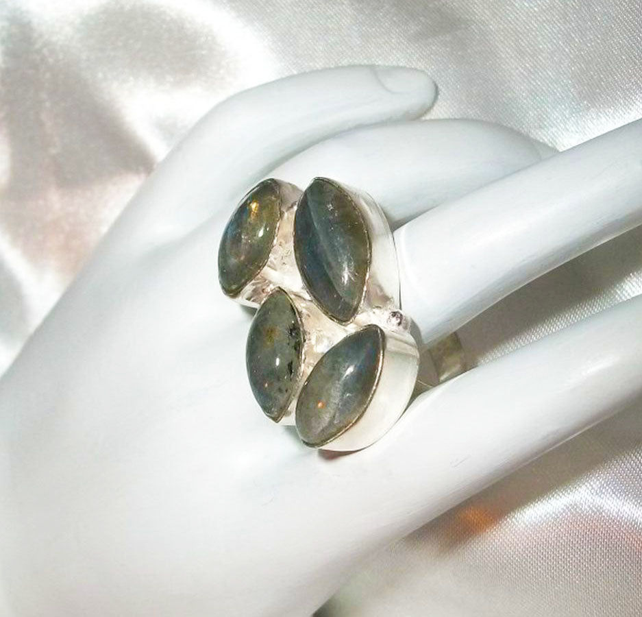 Sensual Grigori Watcher (Fallen Angel)  - Exotic Labradorite Ring Size 9