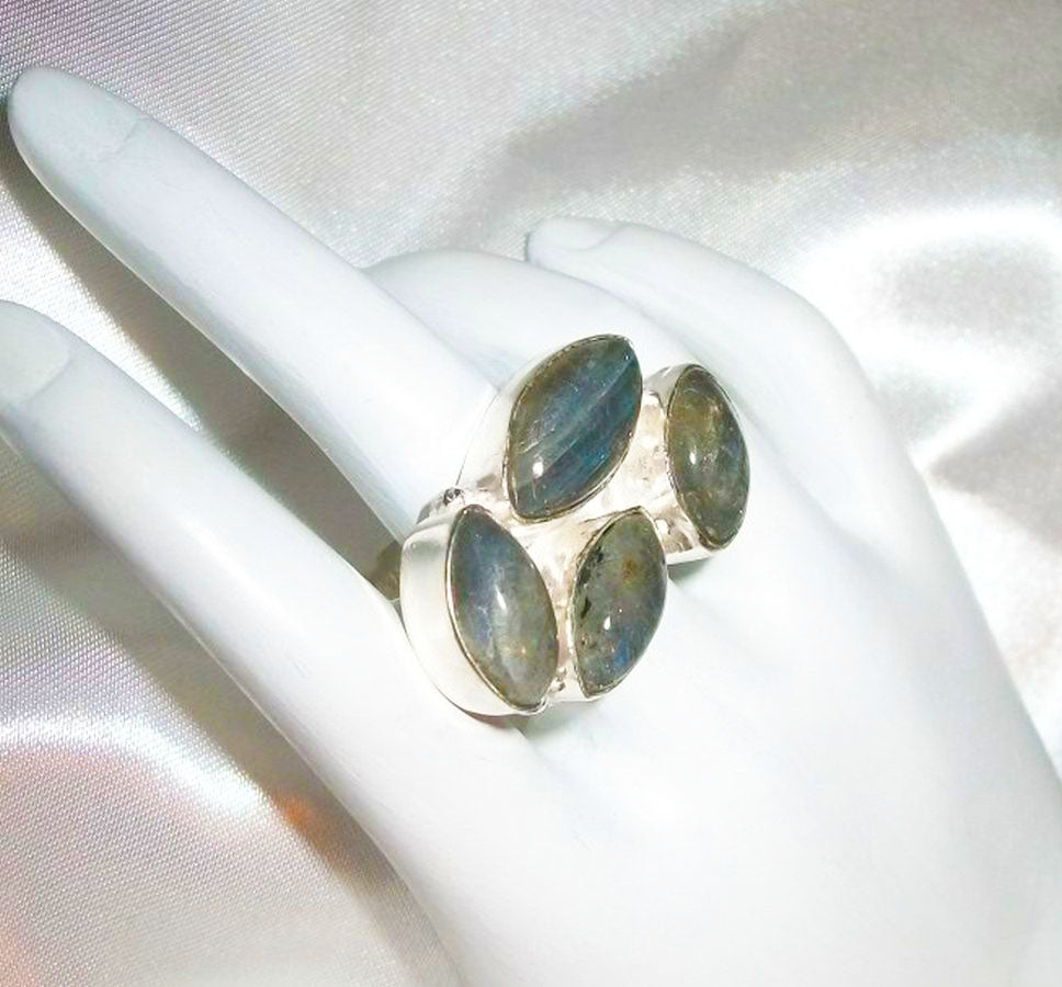 Sensual Grigori Watcher (Fallen Angel)  - Exotic Labradorite Ring Size 9