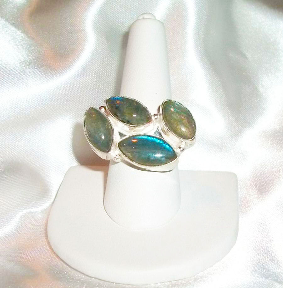 Sensual Grigori Watcher (Fallen Angel)  - Exotic Labradorite Ring Size 9