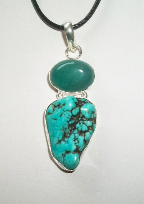 Stunning Magickal Romanian Gana Goddess – Green Aventurine & Turquoise Pendant - Autumn Dusk Spirits