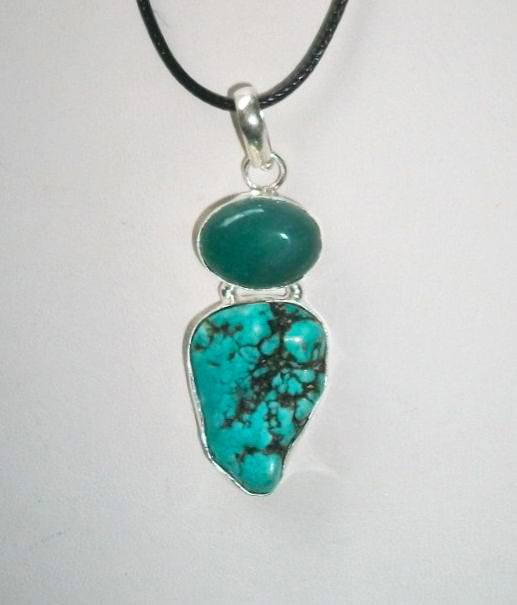 Stunning Magickal Romanian Gana Goddess – Green Aventurine & Turquoise Pendant - Autumn Dusk Spirits