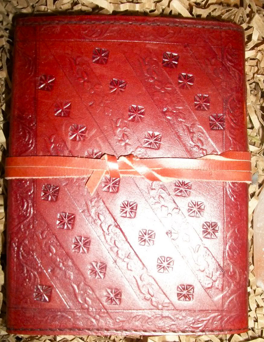 Leather and Stone Journal (BOS, Grimoire) - 2 Color Stones To Choose From - Autumn Dusk Spirits