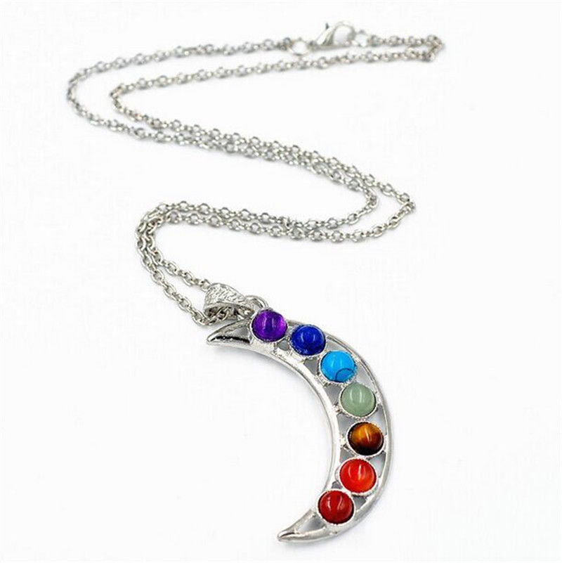 Beautiful Chakra Crescent Moon Pendant - Autumn Dusk Spirits