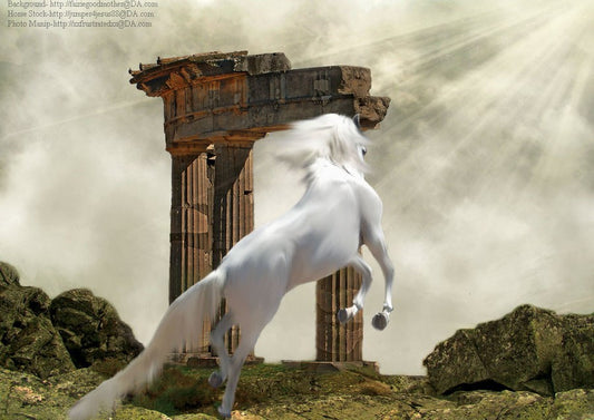 Illustrious Hornless Female Unicorn –  Banded Agate Pendant - Autumn Dusk Spirits