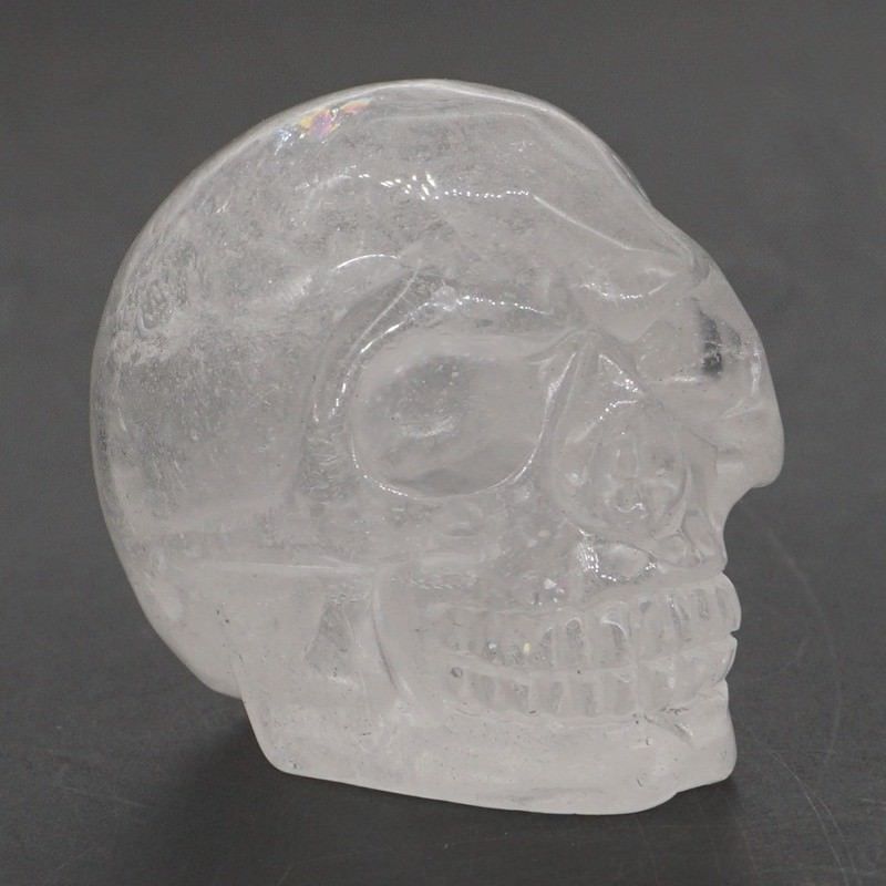 Clear Crystal Quartz Carved Skull - Autumn Dusk Spirits