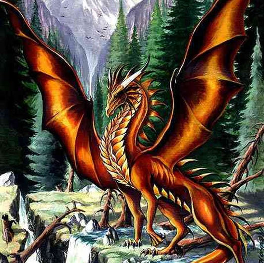RARE Marvelous & Wise Male Orange Dragon  – Beautiful CZ Ring 7 1/4